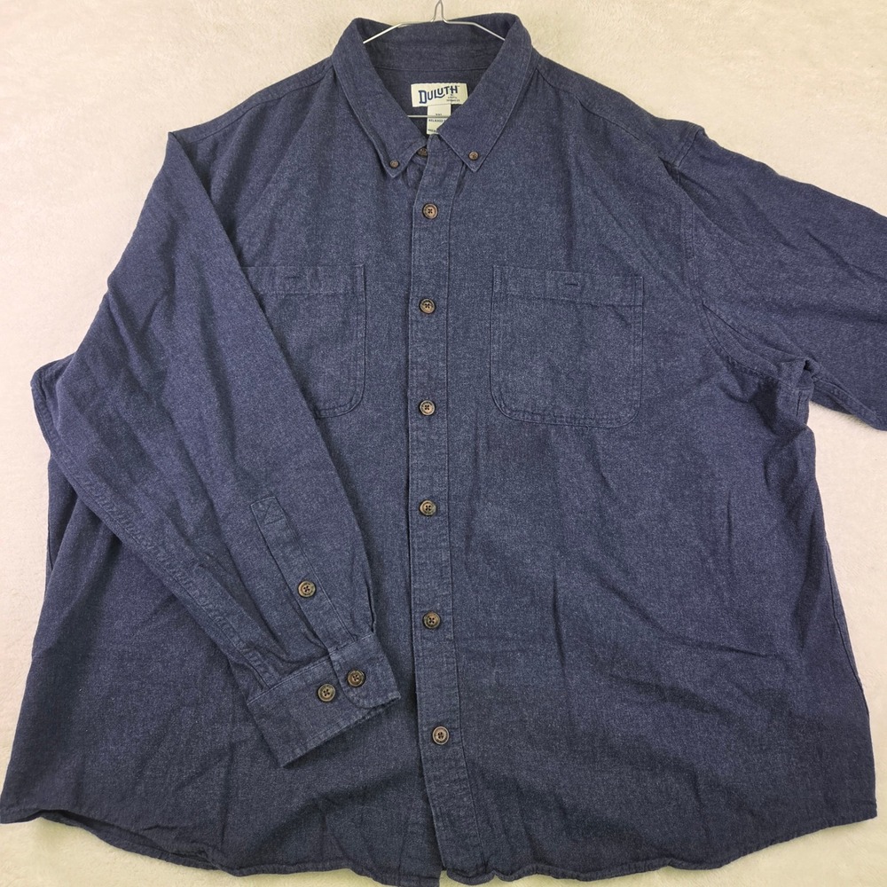 Duluth Trading Co Mens 3XL Relaxed Fit Navy Blue Cotton Flannel Shirt 52007